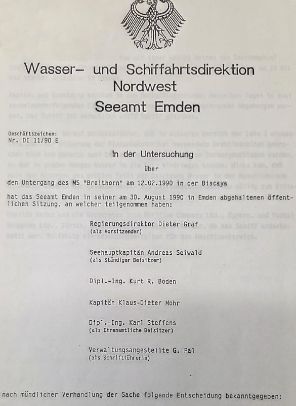 Bericht Seeamt Emden