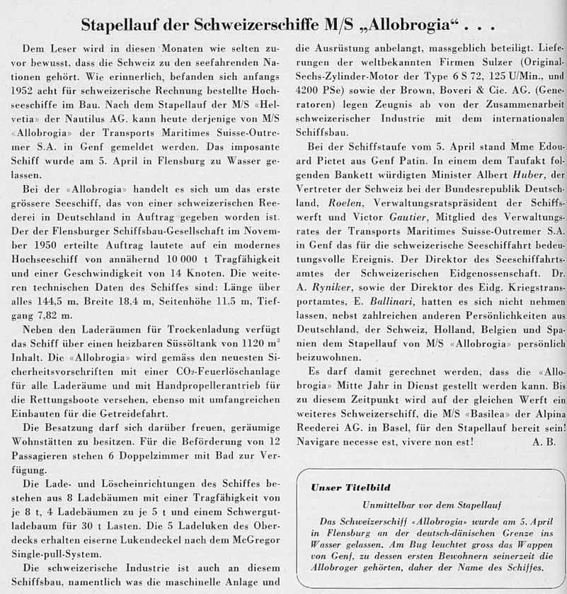 Stapellaufbericht Allobrogia